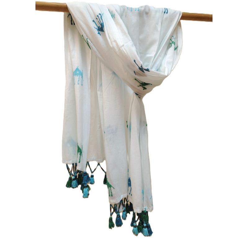 Sinai White Cotton Shawl