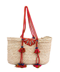 Tasseled Straw Beach Bag