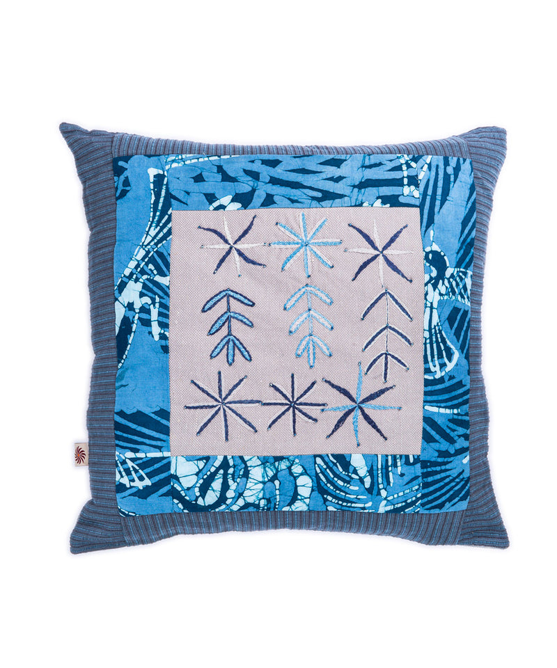 Blue Floral Pactchwork Cushion