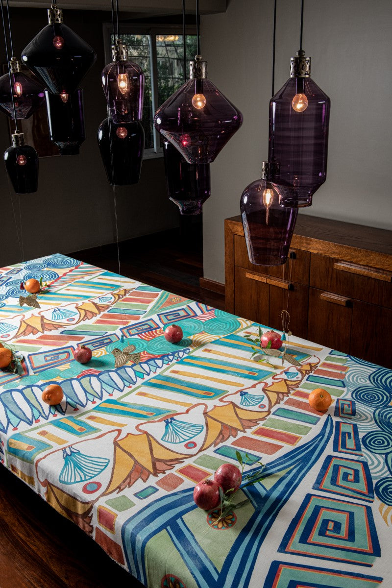 Pharaoh's Lotus Colorful Printed Tablecloth