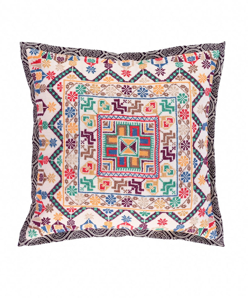 Colorful Geometric Patterns with Border Cushion