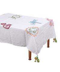 Embroidered ancient animals tablecloth